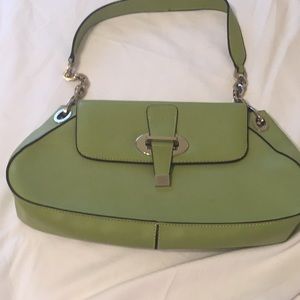 Adorable green bags/ chain/ leather handle.